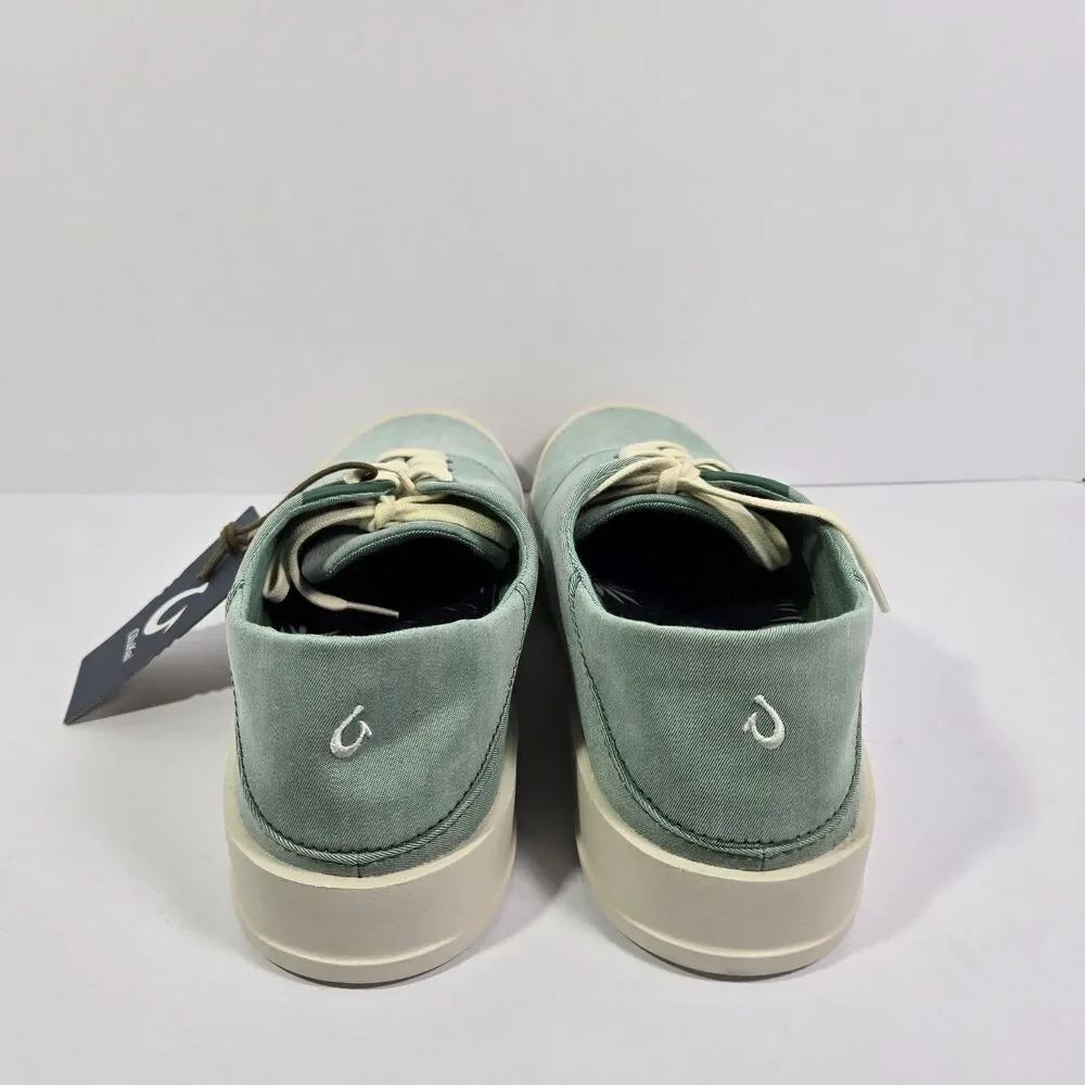 OluKai Tradewind Bamboo Mint Off White Canvas Lace Up Sneakers Shoes Mens 11
